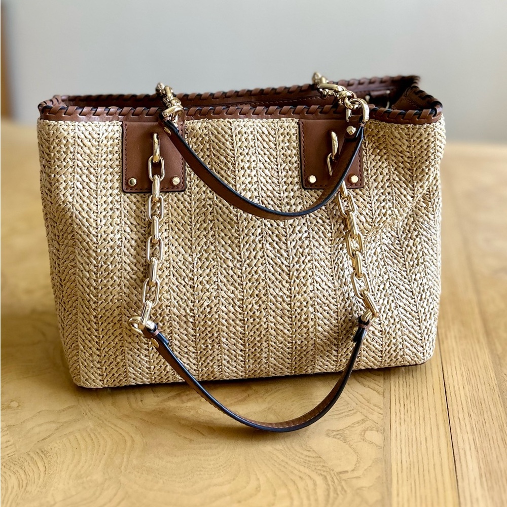 Michael Kors Brown and Tan Shoulder Bag with Leather Accents